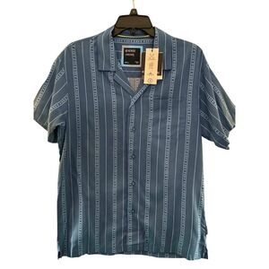Reverse Threads Button Up Shirt Mens Small Blue New Geometric‎ Stripe Viscose